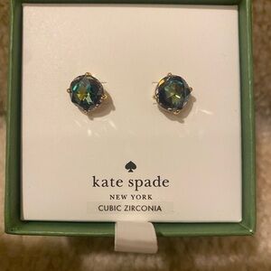 Kate Spade NWT blue green cubic zirconia stud earrings!